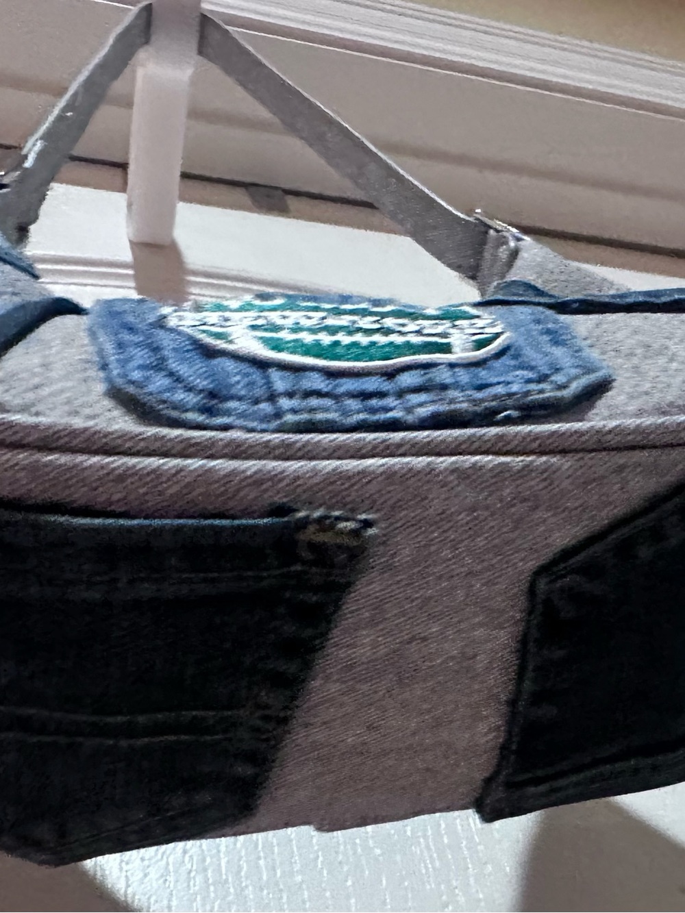 Upcycled New York inspired Denim Patchwork Shoulder Bag - Picture 5 of 7